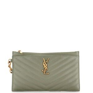 YSL Olive Green Quilted Clutch